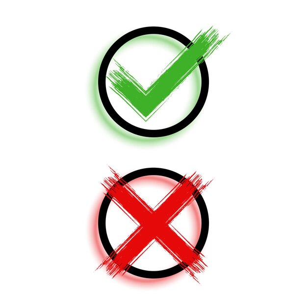 Marca de verificación de estilo grunge y diseño de símbolo de cruz