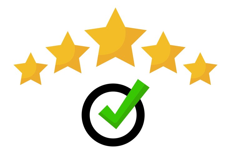 Vector gratuito marca de verificación con estrellas de revisión