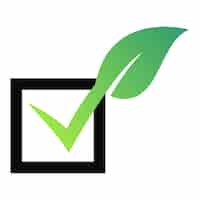Vector gratuito marca de verificación de hoja verde en caja negra