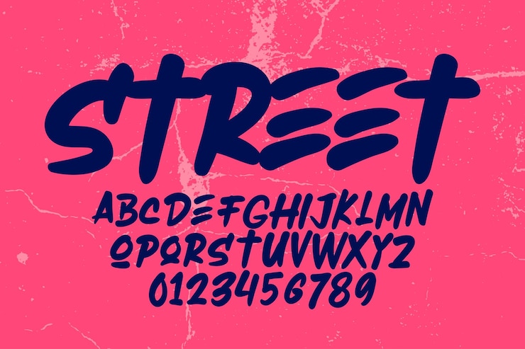 Vector gratuito marcador graffiti font tipografía manuscrita ilustración vectorial