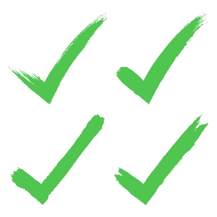 Vector gratuito marcas de verificación de trazo de pincel de pintura verde