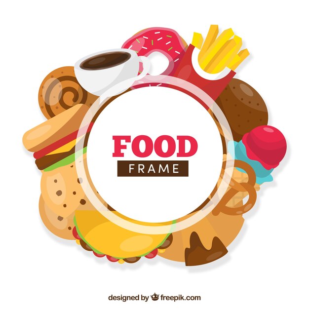 Marco alimentario con diferentes alimentos