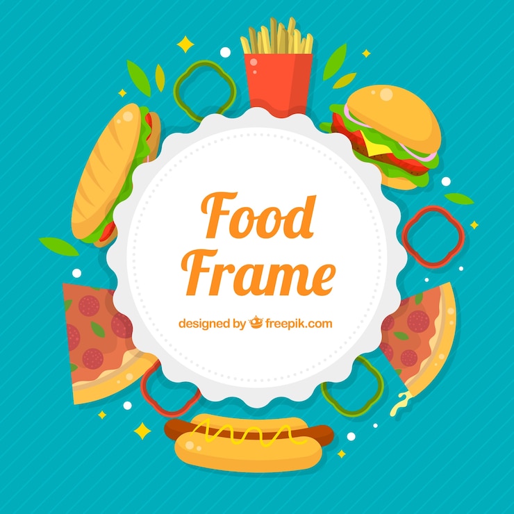 Vector gratuito marco alimentario con diferentes alimentos