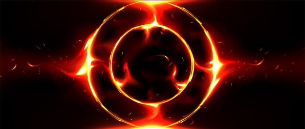 Marco de anillo de llama de fuego o portal mágico
