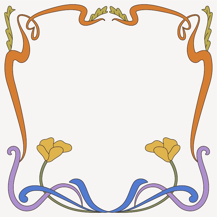 Vector gratuito marco art nouveau dibujado a mano