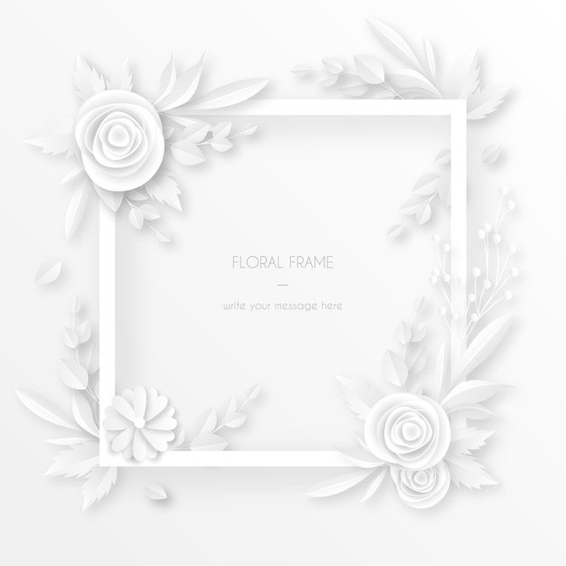 Vector gratuito marco blanco con decoración floral