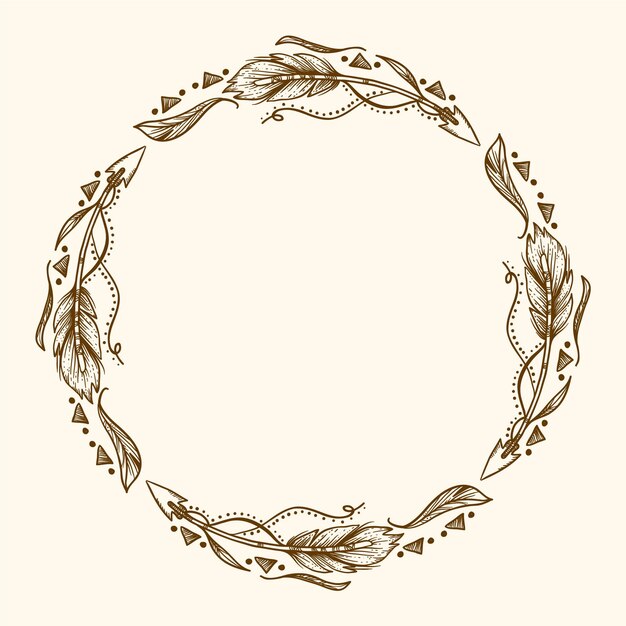 Marco boho dibujado a mano grabado ornamental