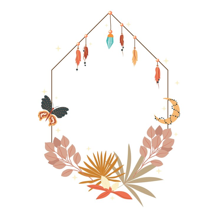 Vector gratuito marco boho de diseño plano dibujado a mano