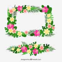 Vector gratuito marco de bonitas flores tropicales