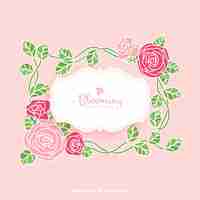 Vector gratuito marco bonito con rosas decorativas