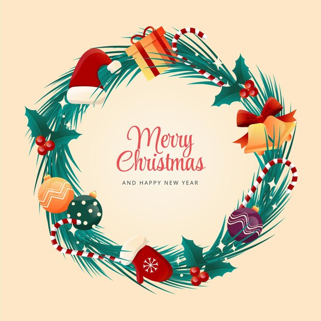 Marco y borde de corona de navidad degradado