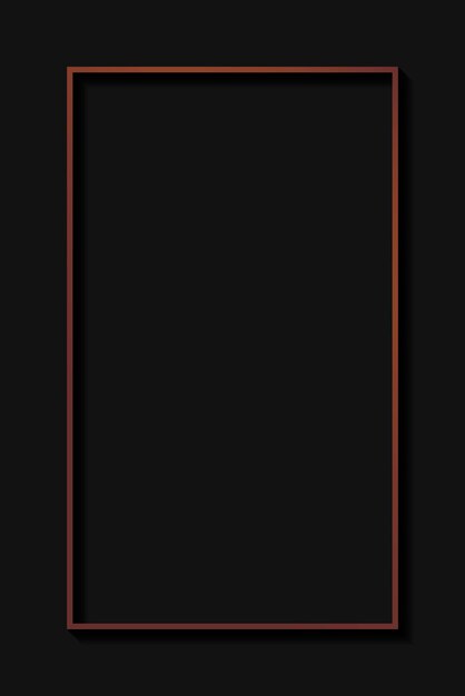 Marco de bronce rectangular sobre vector de fondo negro
