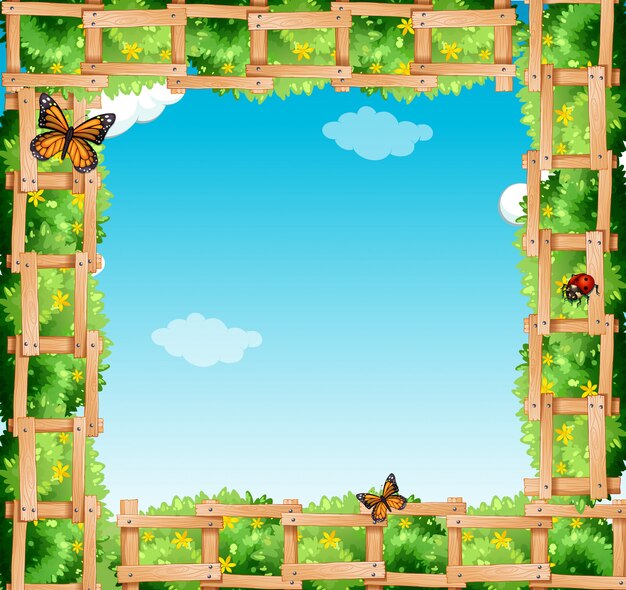 Marco con bush y mariposas.