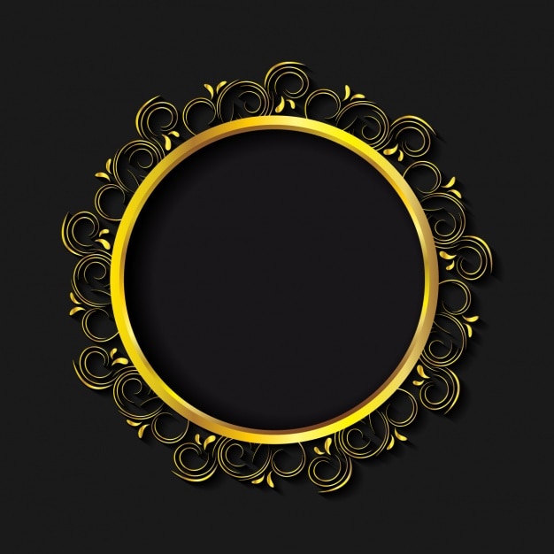 Vector gratuito marco circular dorado