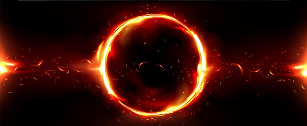 Marco del círculo de fuego Fondo del anillo de luz de llama