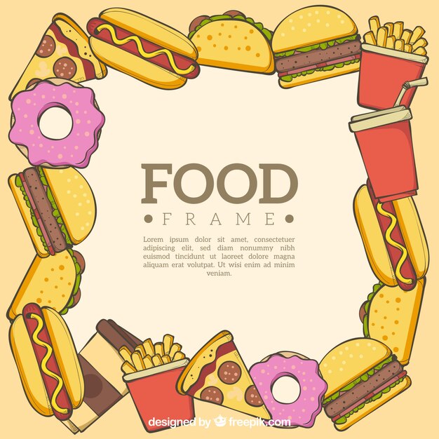 Marco de comida con comida rápida