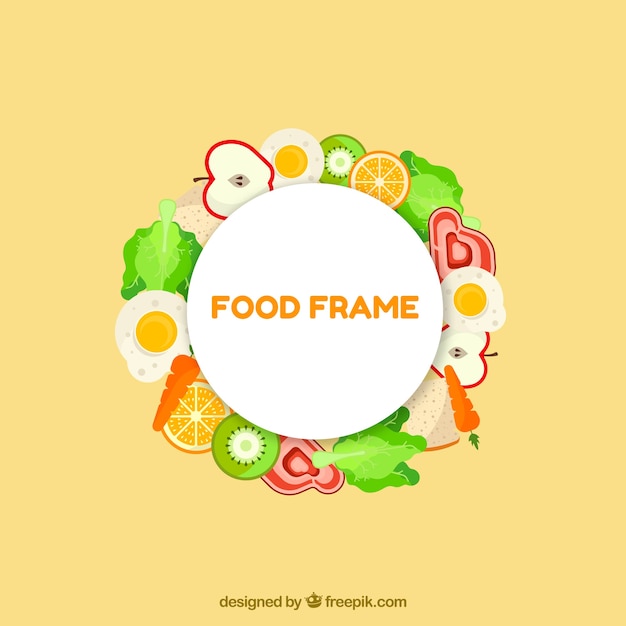 Vector gratuito marco de comida con diferentes alimentos