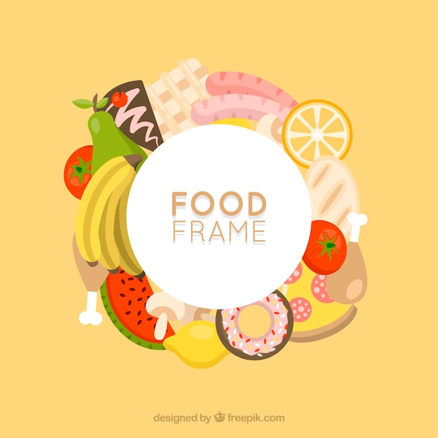 Marco de comida con diferentes alimentos