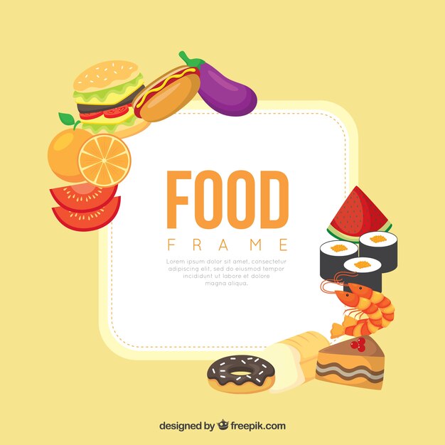 Marco de comida con diferentes alimentos