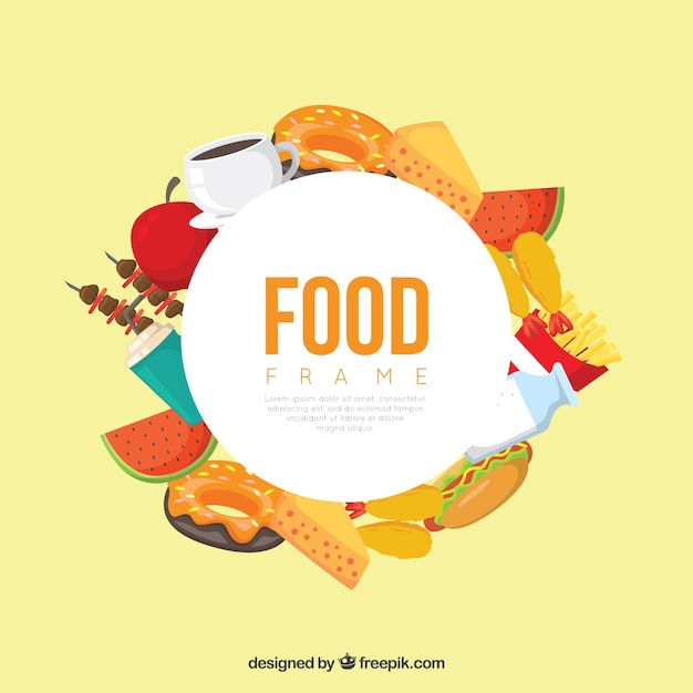 Marco de comida con diferentes alimentos