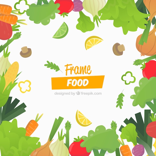 Marco de comida con diseño plano