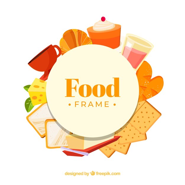 Marco de comida dulce con diseño plano