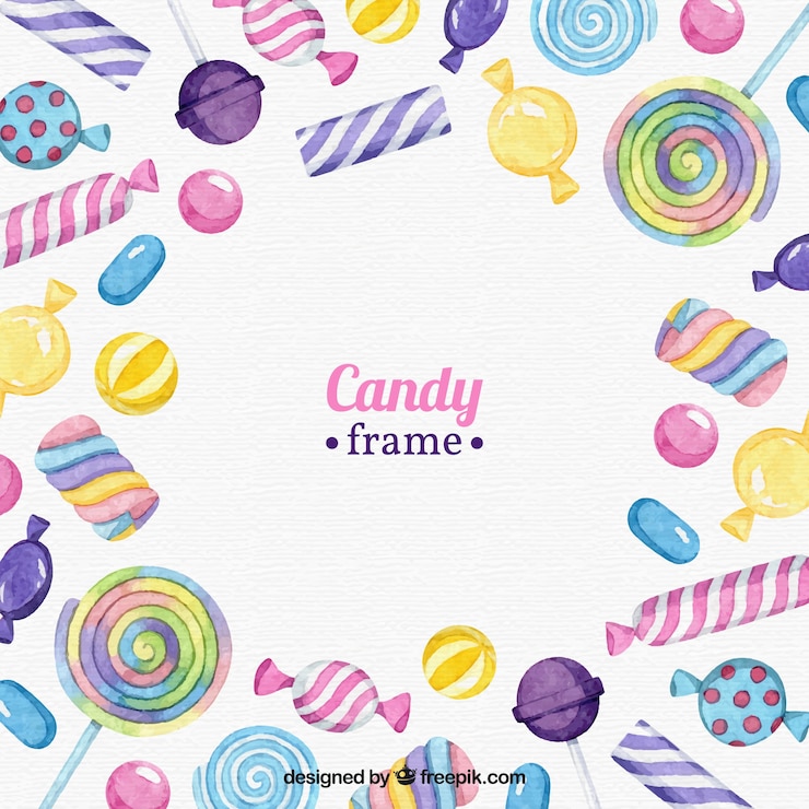 Vector gratuito marco de comida con dulces coloridos