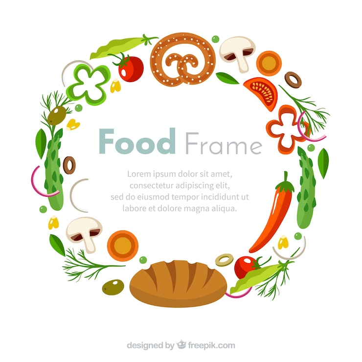 Vector gratuito marco de comida con estilo de dibujo a mano