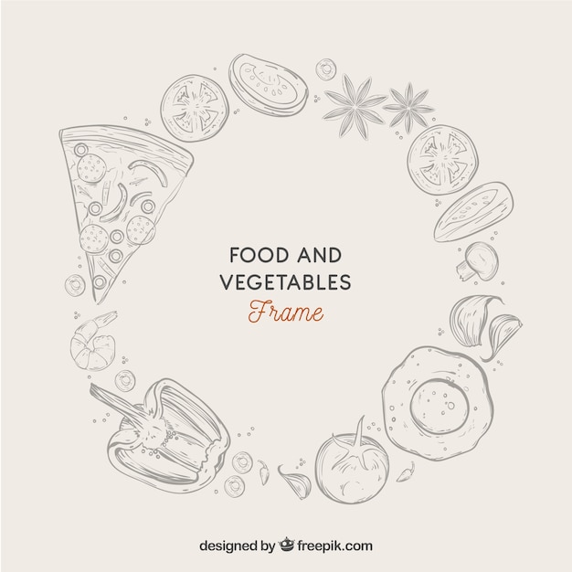 Vector gratuito marco de comida moderno dibujado a mano