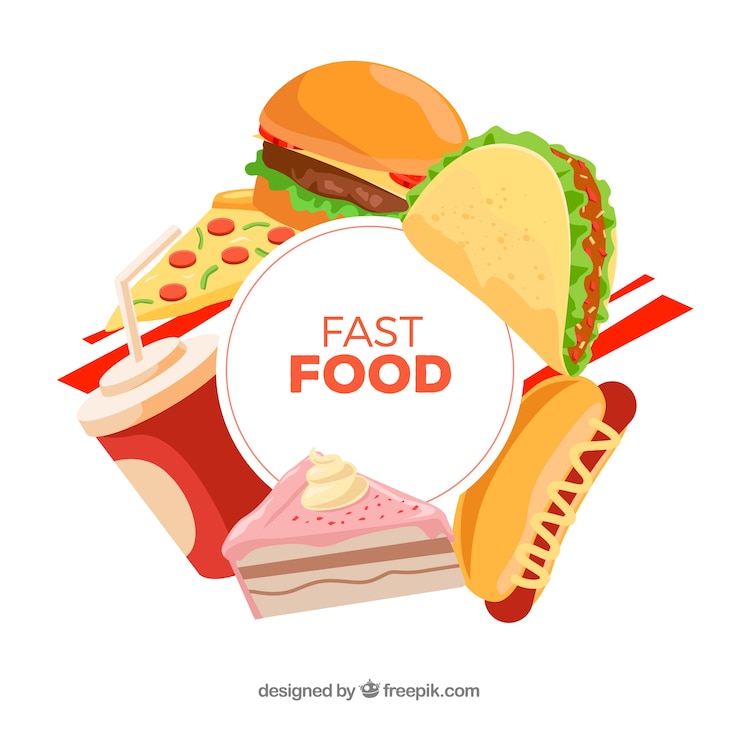 Vector gratuito marco con comida rápida