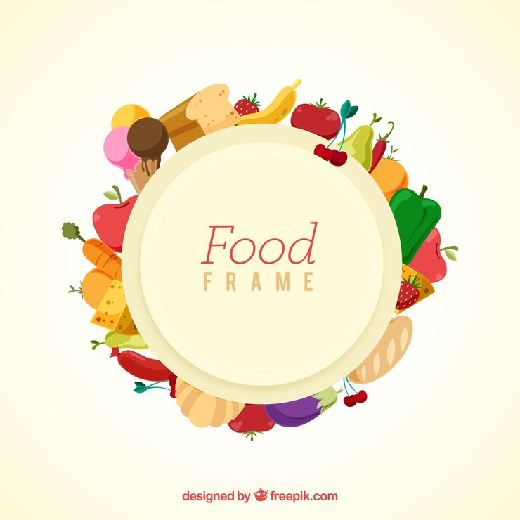 Vector gratuito marco de comida sana con diseño plano