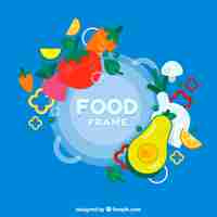 Vector gratuito marco de comida sana con diseño plano