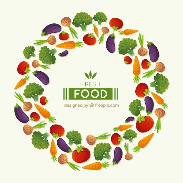Marco de comida sana con diseño plano