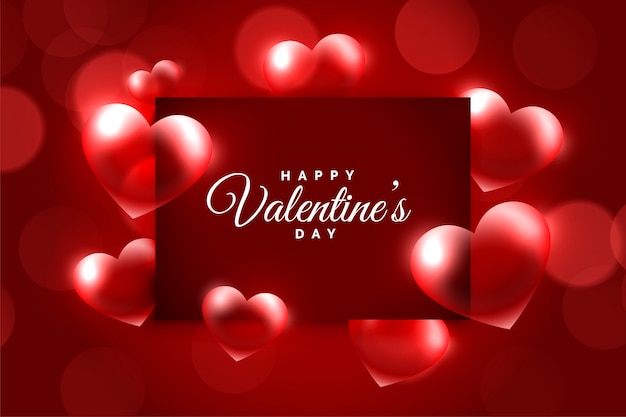 Marco de corazones brillantes para feliz tarjeta de felicitación del día de san valentín
