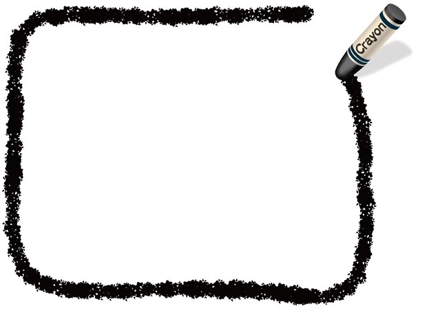 Marco de crayón de rectángulo negro dibujado a mano vectorial aislado en un fondo blanco.