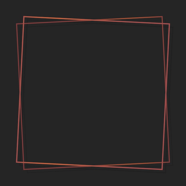 Marco cuadrado de bronce en el vector de fondo gris oscuro