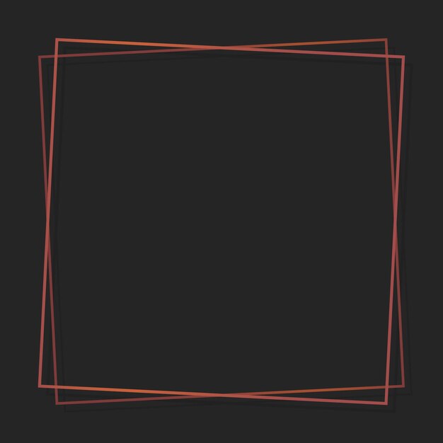 Marco cuadrado de bronce en el vector de fondo gris oscuro
