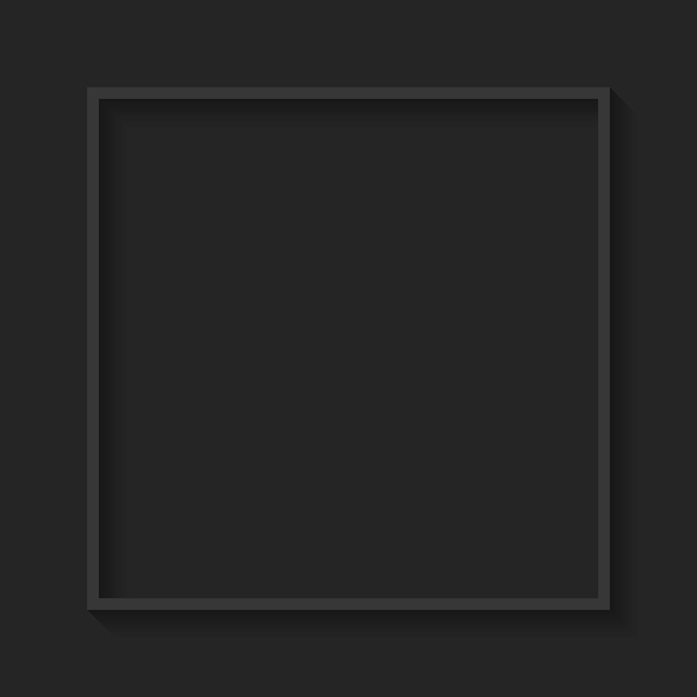Marco cuadrado gris sobre fondo negro