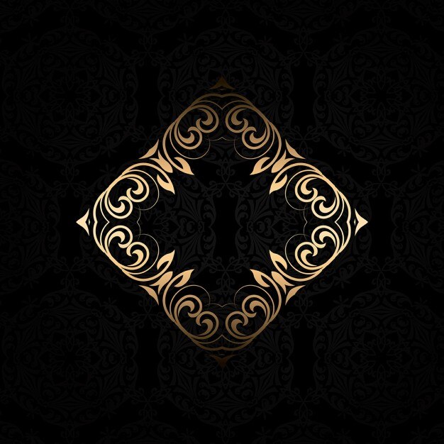 Marco decorativo dorado en fondo negro
