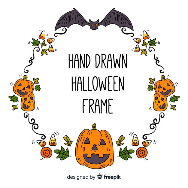 Vector gratuito marco decorativo de halloween dibujado a mano