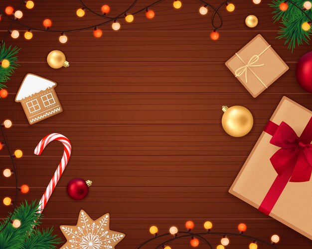 Marco decorativo navideño realista