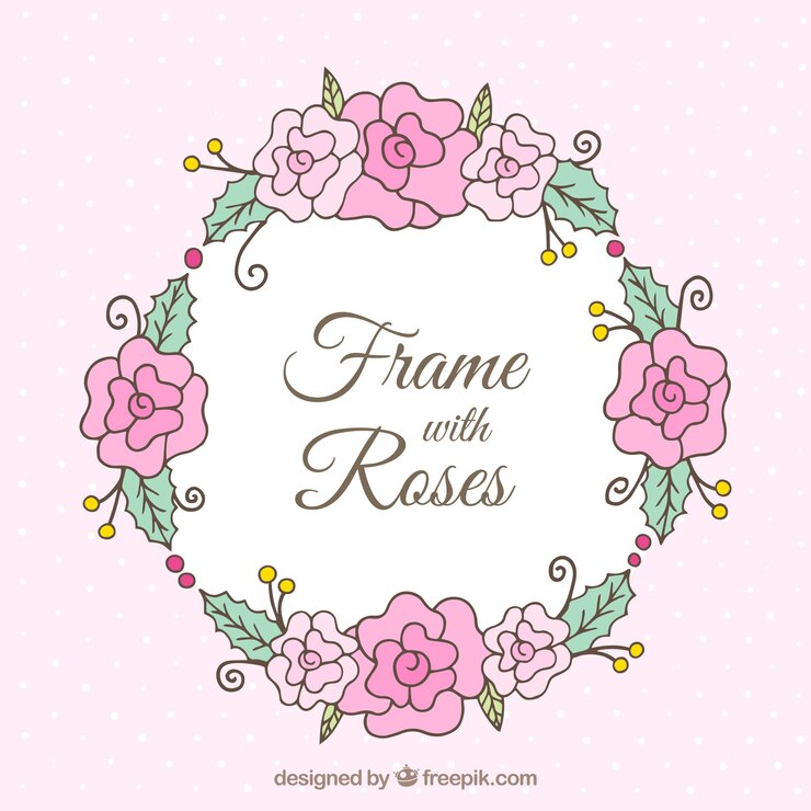 Vector gratuito marco decorativo con rosas dibujadas a mano