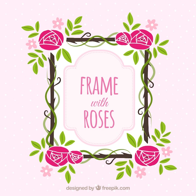 Vector gratuito marco decorativo con rosas dibujadas a mano