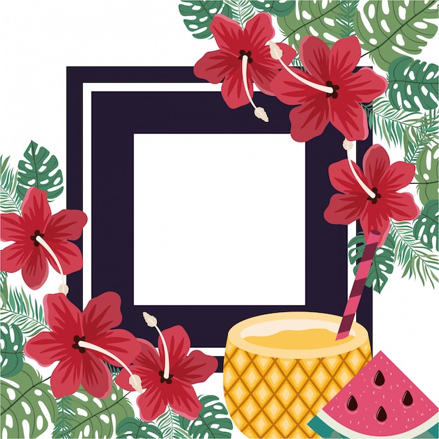 Marco de deliciosas frutas tropicales.