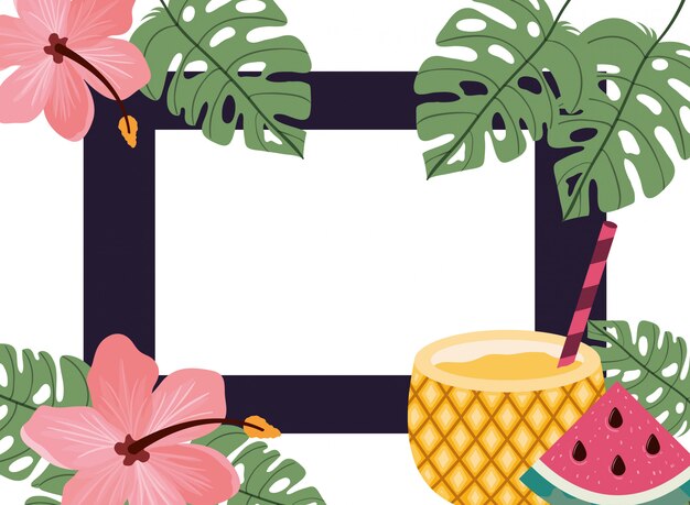 Marco de deliciosas frutas tropicales.