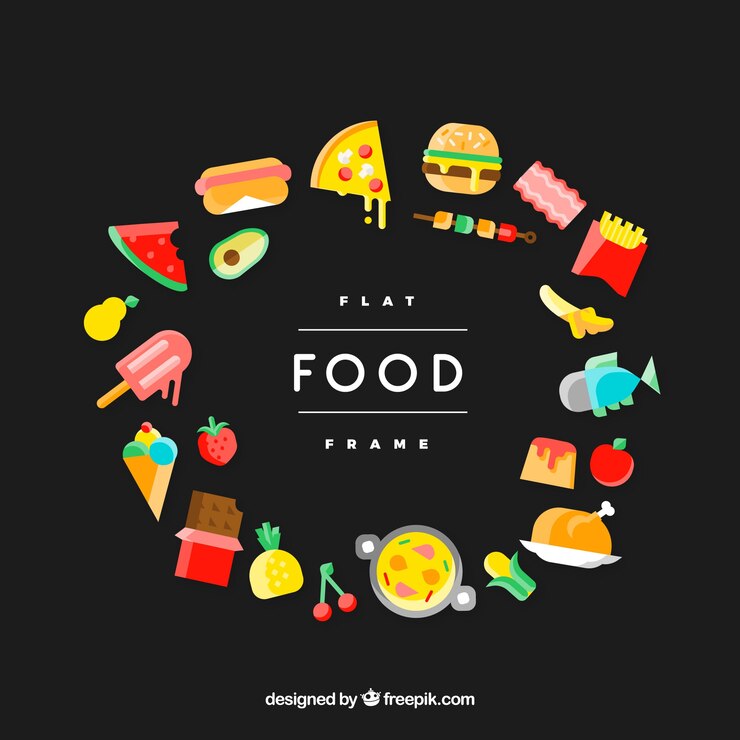 Vector gratuito marco con diferentes alimentos