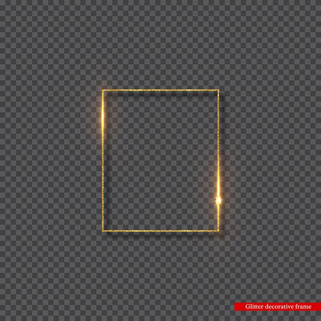 Marco dorado brillo con luces brillantes.
