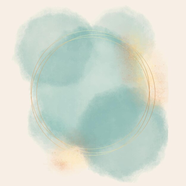 Marco dorado circular acuarela abstracta