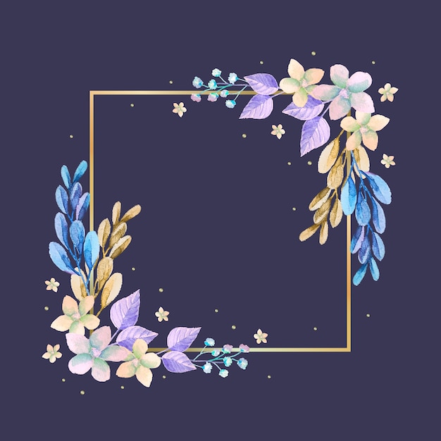 Vector gratuito marco dorado con flores de invierno