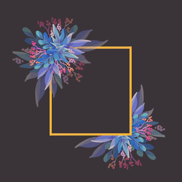 Vector gratuito marco dorado con flores de invierno